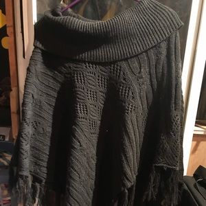 Black cowl neck poncho